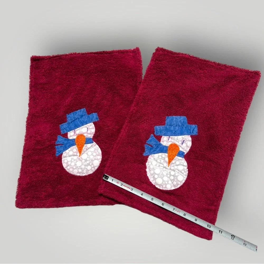 Lot/2 𝑯𝒂𝒏𝒅𝒎𝒂𝒅𝒆 Christmas Snowman Hand Towels 🎁